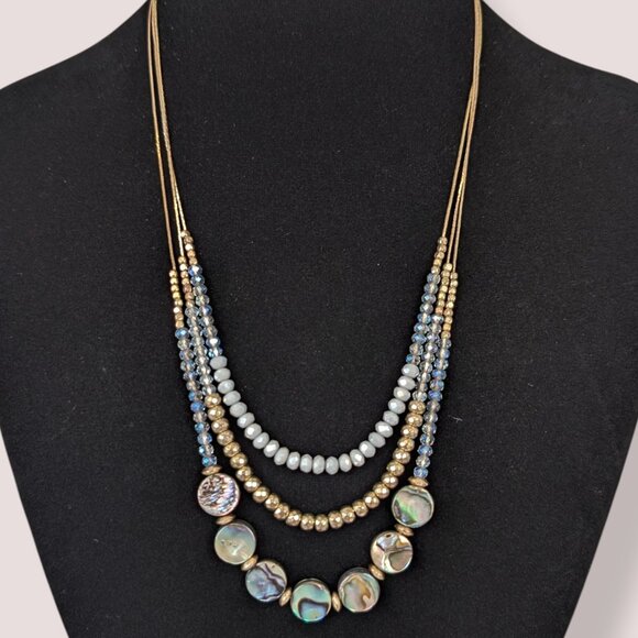 Charming Charlie 3-Strand Abalone Beaded Necklace - Picture 1 of 5